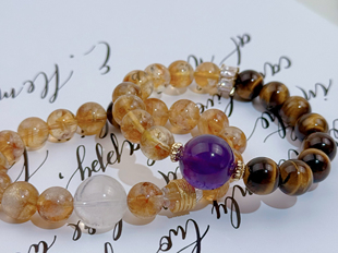 天然黄塔晶金虎眼黑金超黄阿塞手链招财转运手串金霸大综合