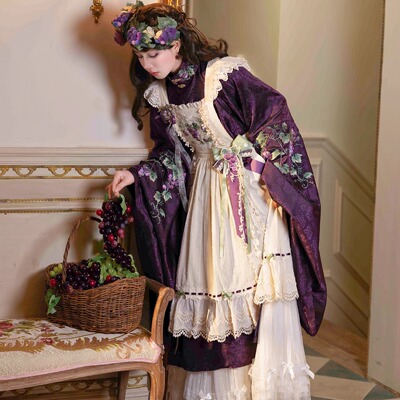 素华一派葡萄园斜襟长衫提花罩衫