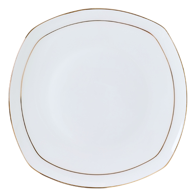 餐具尚韵骨瓷平盘金边方形