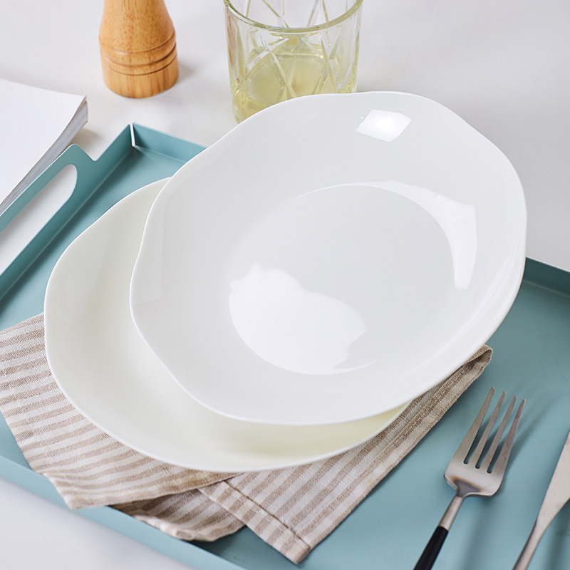 餐盘尚韵骨瓷深盘荷叶形家用