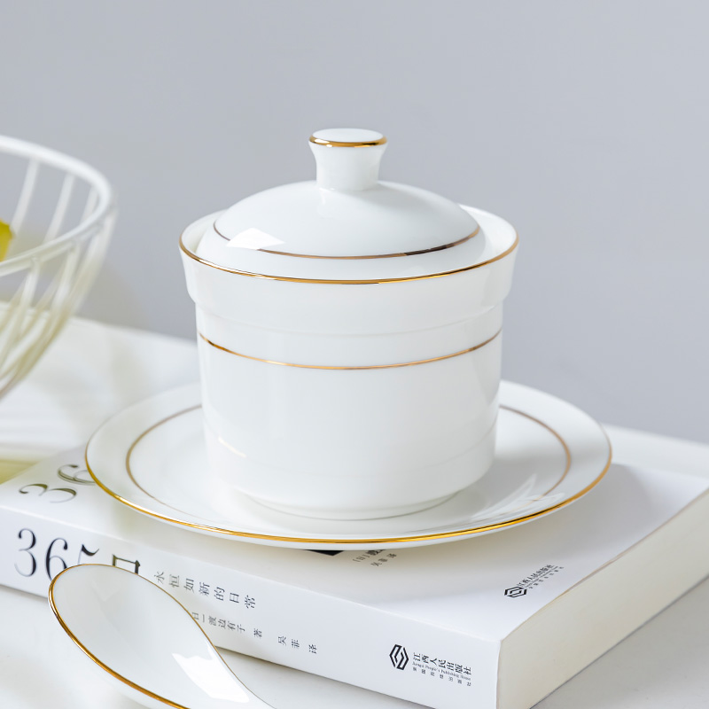 景德镇骨瓷汤盅陶瓷带盖炖罐隔水盅调味罐燕窝汤煲炖汤雪蛤炖盅