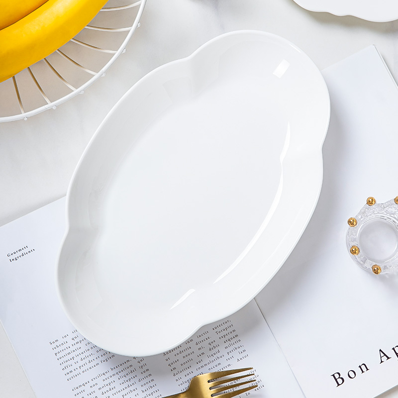 尚韵鱼盘骨瓷家用梅花形状