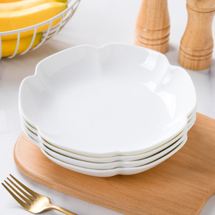 景德镇陶瓷创意菜盘凉菜盘纯白酒店餐厅盘子碟子家用异形骨瓷盘子