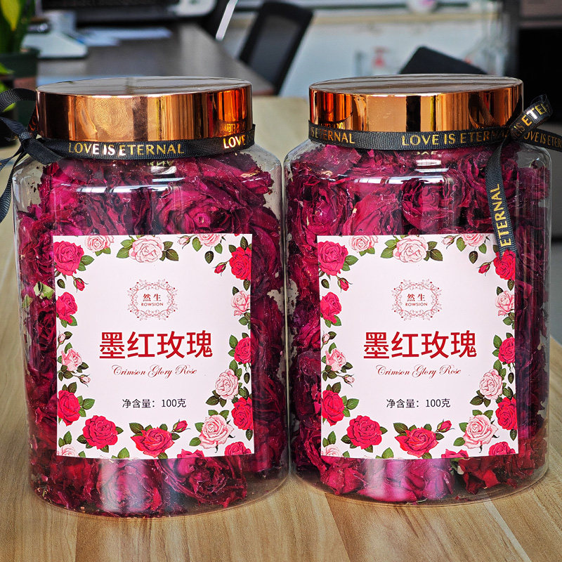 然生墨红玫瑰花茶冻干云南重瓣干红玫瑰花冠花茶100g泡茶养生花茶