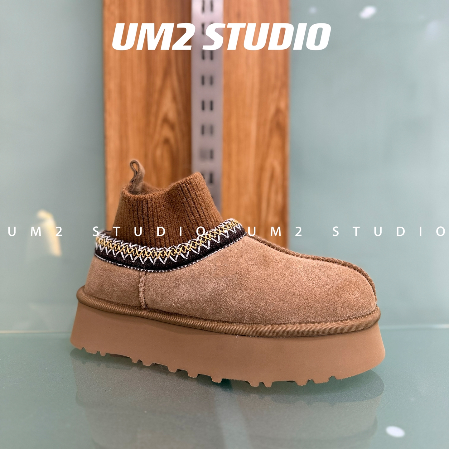 UM2民族风针织袜皮毛一体雪地靴