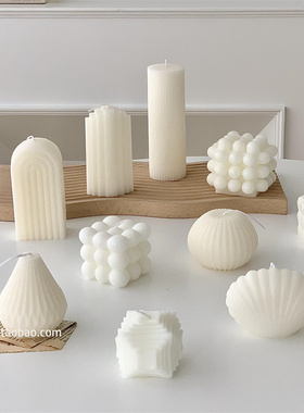 小众高级香薰蜡烛卧室淡香白色蜡烛香氛摆件ins网红拍照装饰道具
