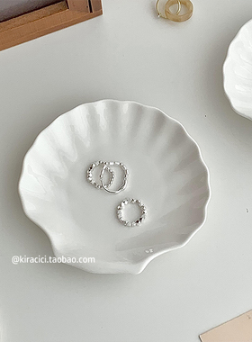 ins风白色陶瓷贝壳碟玄关钥匙收纳盘首饰展示盘香薰蜡烛托盘摆件