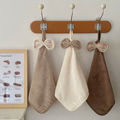 少女心蝴蝶结擦手巾可爱珊瑚绒吸水毛巾厨房浴室挂式 搽手帕抹手布