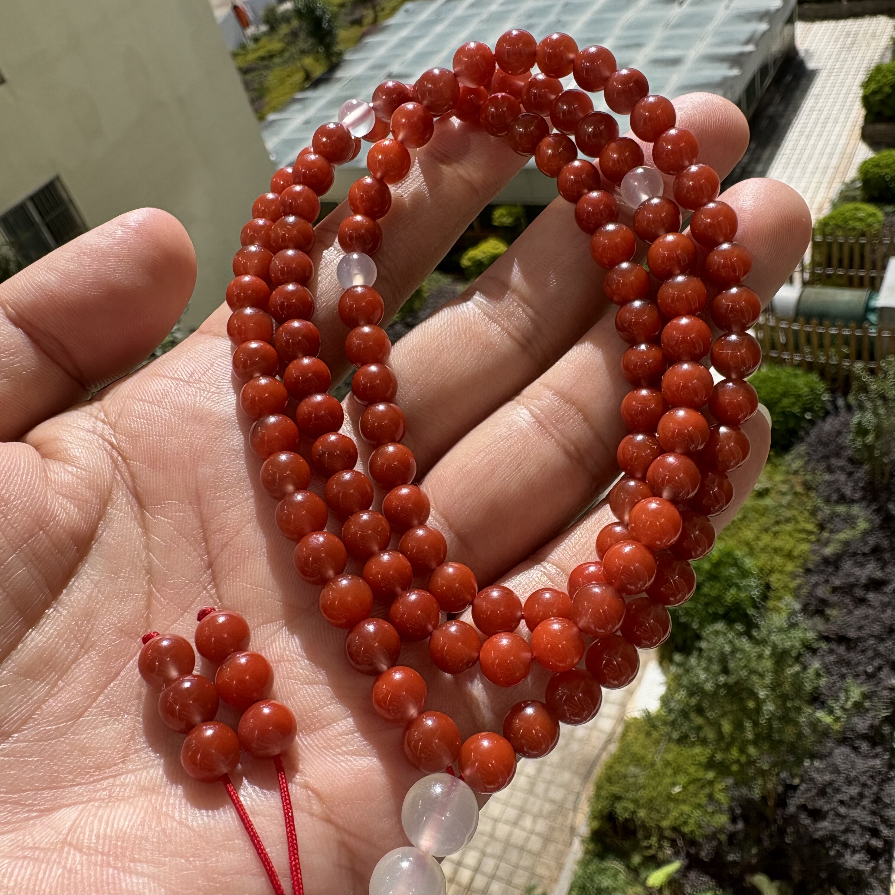 带证书2599辣椒红原矿保山南红玛瑙多圈手串女士锦红108手链