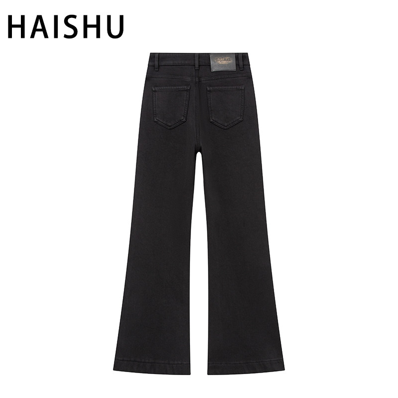 四面弹黑色加绒加厚筒喇叭牛仔裤女高腰显瘦2025秋冬新款微喇叭裤