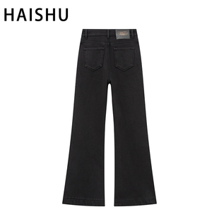 四面弹黑色加绒加厚筒喇叭牛仔裤女高腰显瘦2025秋冬新款微喇叭裤