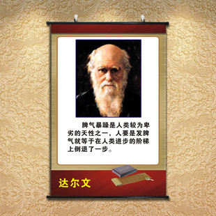名人名言字画教室壁画达尔文画像科学家挂像画卷轴画学生房间墙画