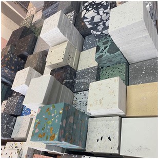 无机水磨石地砖白色黑色灰色整体专业室内装饰天然环保水泥板小样