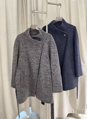 2025新款时尚百搭立领宽松纯色柔软舒适长袖羊绒外套