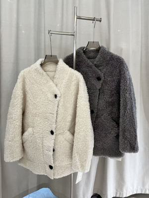 NOHASHTAG 2025新款时尚百搭V领宽松纯色柔软舒适长袖兔毛外道