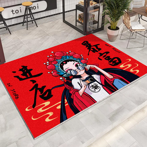 入户地垫进店暴富地毯商用开业创意门口欢迎光临进门红色丝圈脚垫