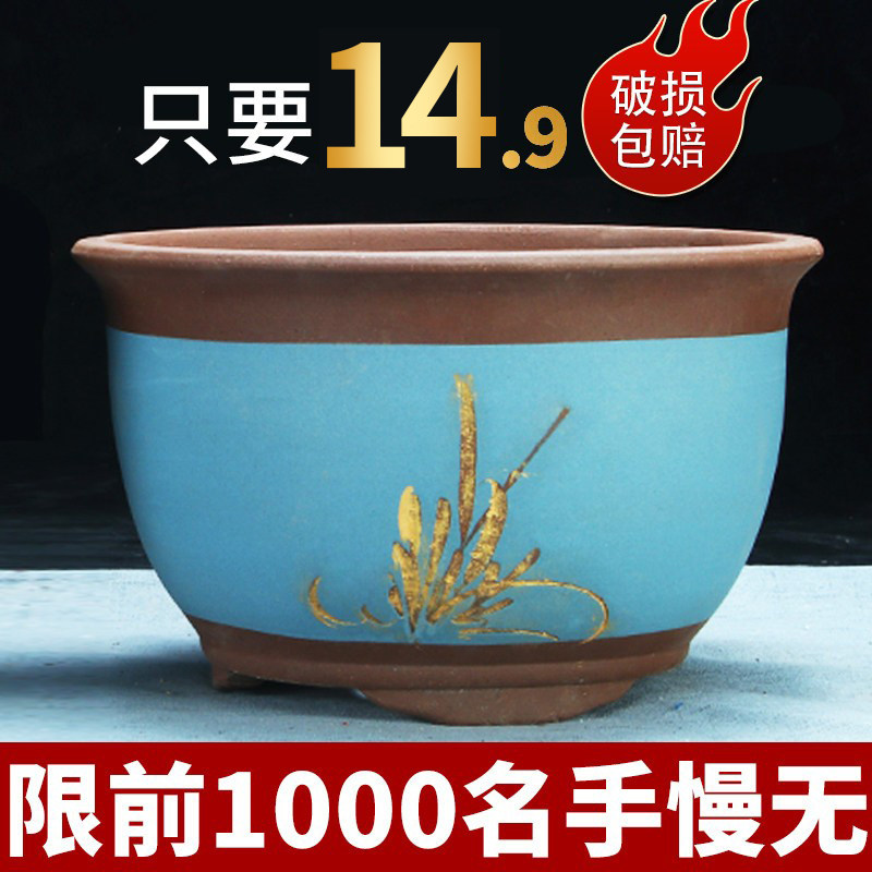 特大紫砂兰花盆清仓特价种菜吊兰绿萝多肉盆栽陶瓷三角金钟盆景盆