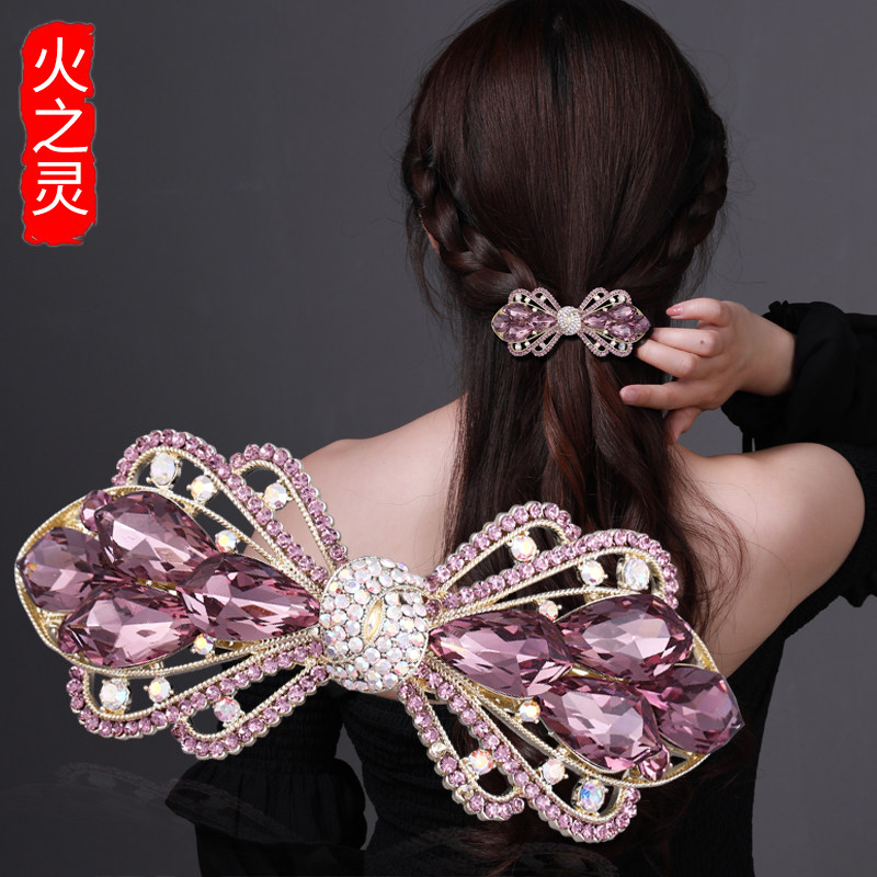 发卡网红2023年新款蝴蝶结头饰高端发夹后脑勺发饰夹子顶夹一字夹