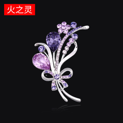 火之灵优雅精致水钻女士胸针胸花