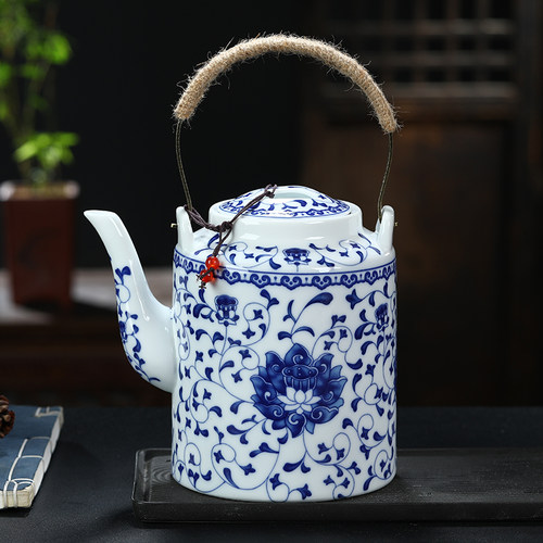 欣茂提梁夏季凉中式青花泡茶壶