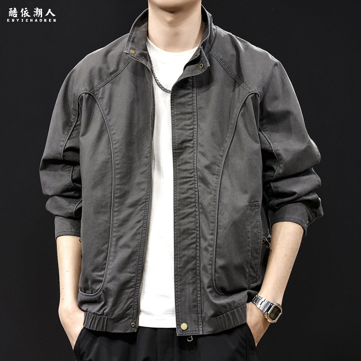 日系潮牌高端夹克男2025新款春秋款衣服男装大码男士工装外套纯棉