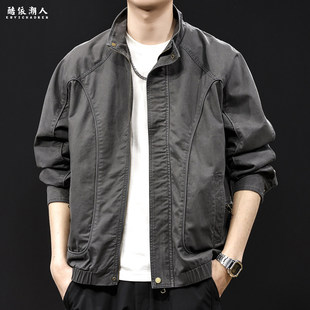 日系潮牌高端夹克男2025新款春秋款衣服男装大码男士工装外套纯棉