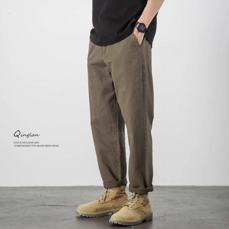 休闲裤男宽松直筒百搭美式纯棉锥形长裤春季大码裤子加绒加厚春秋