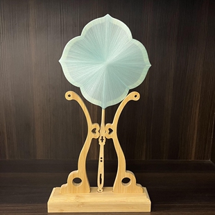 国潮古风四叶花自制蚕丝扇桑蚕手工非遗团扇DIY完整材料包青绿色