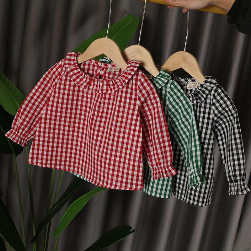 2020 new pattern spring clothes baby pure cotton lattice shirt girl Doll collar shirt 1-3 baby Western style 2 jacketin the Children/Baby/Family fitted , Shirt  category - from Buy2taobao.com to provide professional Taobao agent buy service