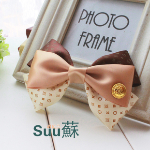 可爱发卡蝴蝶结发夹韩版百搭发饰甜美日韩国布艺头花女孩鱼嘴夹款