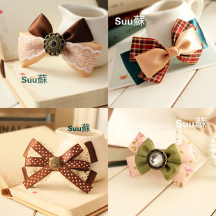 韩版 手工饰品头花蝴蝶结发夹顶夹发饰女日韩国学院风头饰优雅发圈