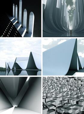 4K原创写意抽象艺术光影空间房地产空间概念抽象MP4视频素材6871