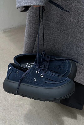 SGIRLTWTW厚底增高流苏大头鞋女 2025新款乐福休闲鞋一脚蹬懒人鞋