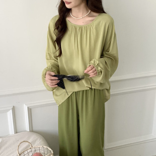 人棉睡衣女春秋季简约高级感2025新款长袖大码棉绸家居服夏天套装