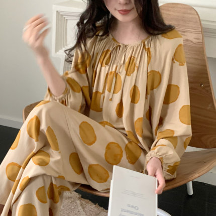 夏季女士睡衣大码宽松长袖长裤防蚊服空调服加肥家居服两件套装薄