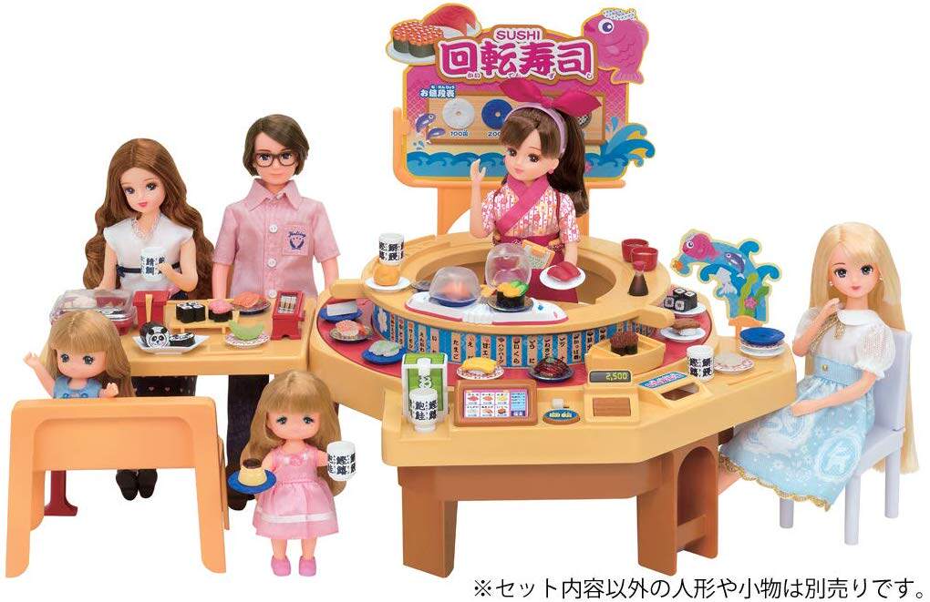 日本TARAKATOMY多美卡丽佳娃娃旋转回转寿司餐厅女孩过家家玩具