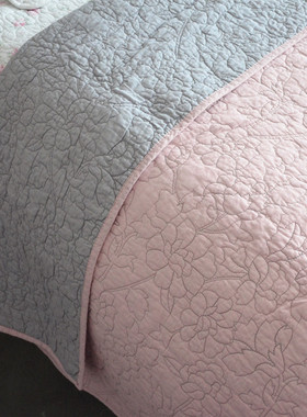 韩式纯色绣花全棉床盖单件外贸纯棉绗缝被两面用空调被Flowering