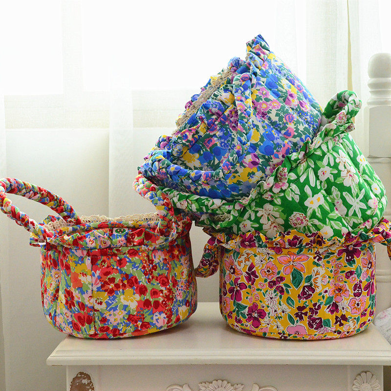 韩式蕾丝外贸纯棉可水洗收纳筐