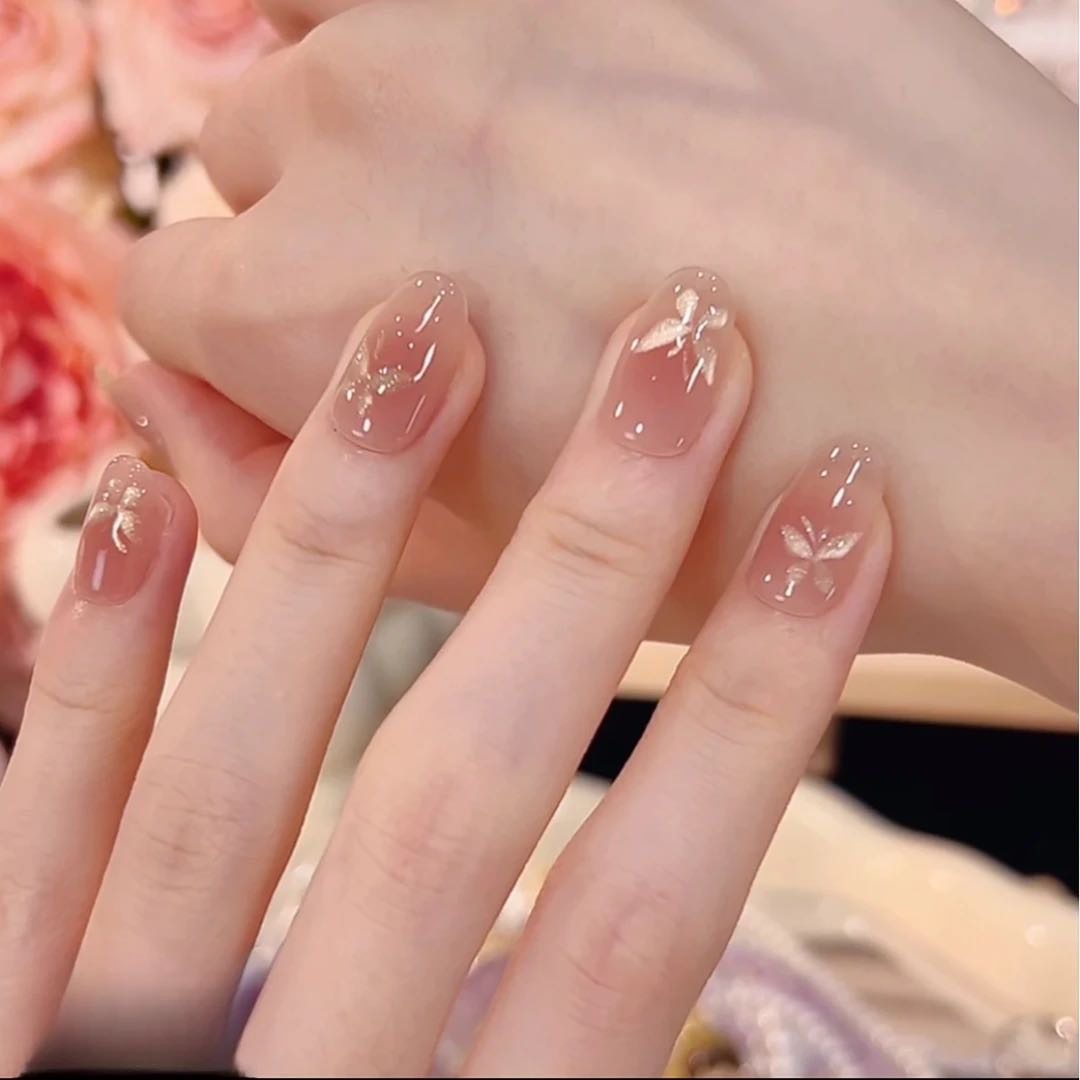 起飞了纯手工穿戴甲短款手绘蝴蝶猫眼美甲冰透裸色气质裸美甲贴片,彩妆/香水/美妆工具,穿戴甲/甲片,淘宝优惠券,粉丝福利购,淘宝优惠卷