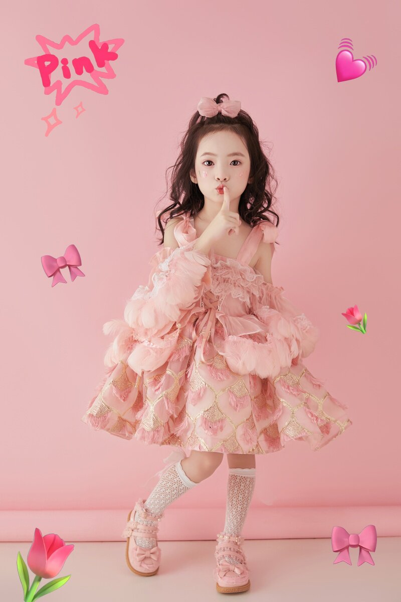 粉色公主裙甜美可爱公主风花朵洛丽塔影楼摄影服装·小萝莉礼服裙