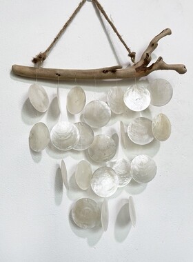 北欧ins贝壳壁饰云母捕梦网风铃儿童房装饰挂件墙壁装饰吊饰