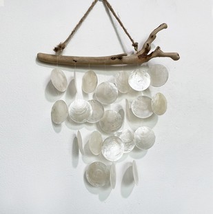 北欧ins贝壳壁饰云母捕梦网风铃儿童房装 饰吊饰 饰挂件墙壁装