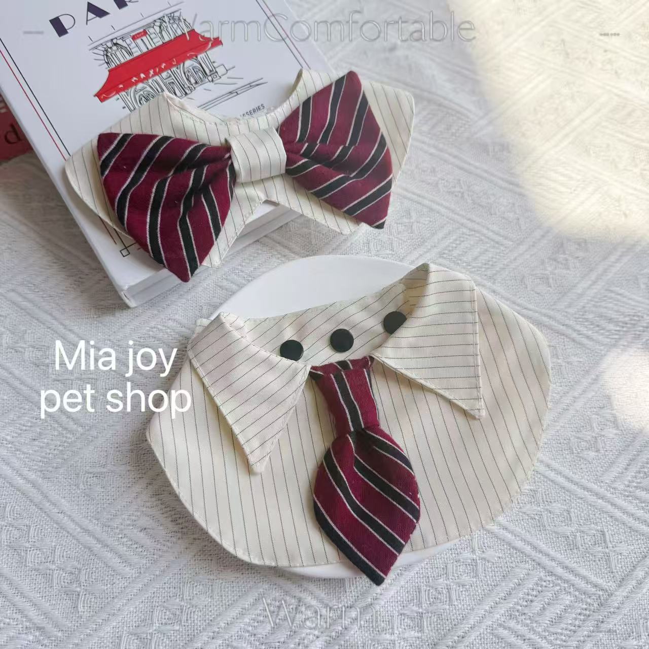 自制宠物学院风制服领结条纹蝴蝶结猫咪狗狗绅士装饰领带围兜饰品