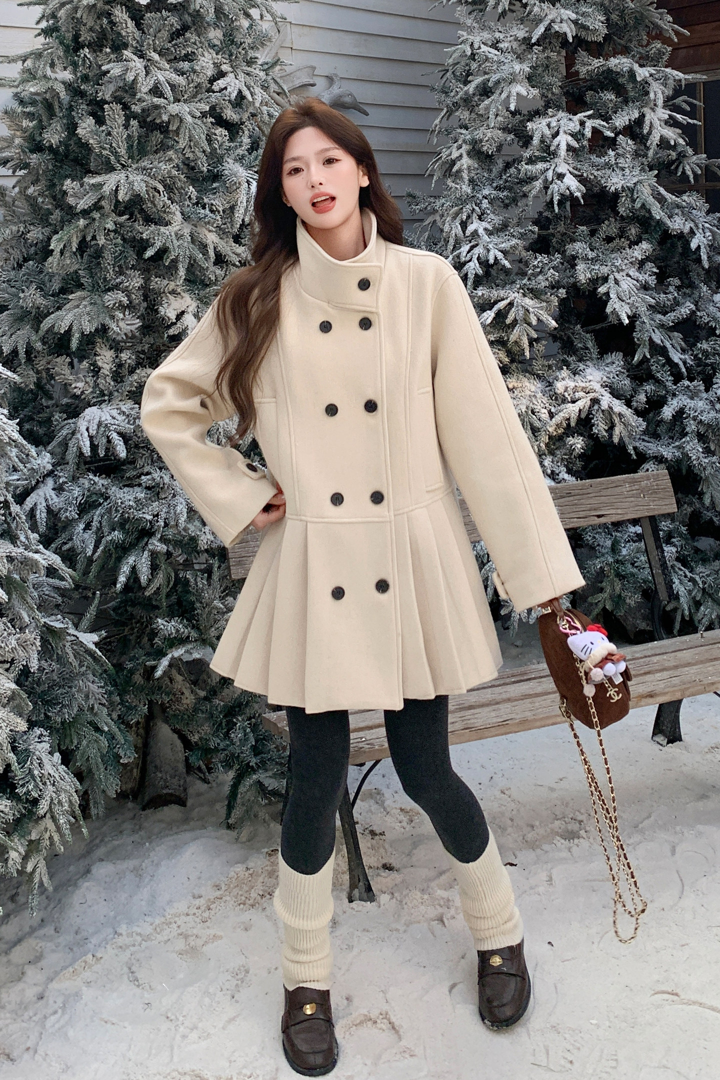 新款！新款毛呢加棉外套中长款2C132-025-P225-K338,女装毛呢外套,2C132