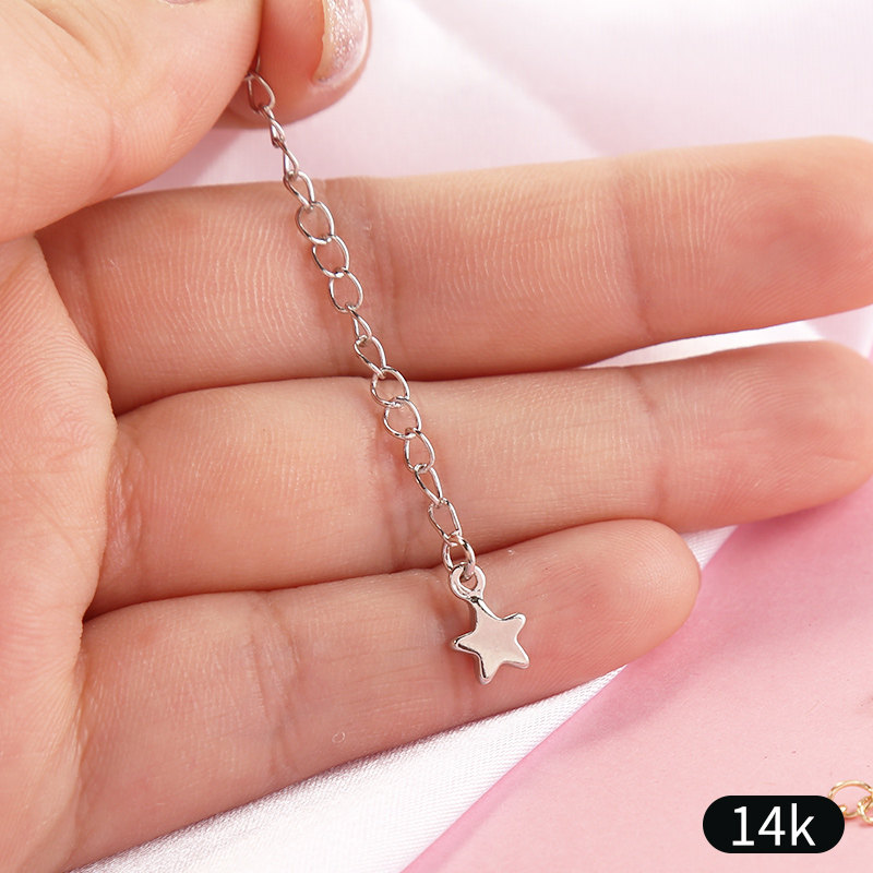 14K GOLD EXTENDED CHAIN WRAPPED GOLD LOVE TAIL CHAIN HANDMADE DIY PEARL HANDMADE JEWELRY ACCESSORIES ADJUSTMENT EXTENSION CHAIN