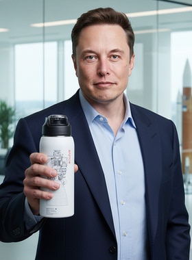 定制 spaceX 科技文创316不锈钢保温杯吸管直饮手提弹盖