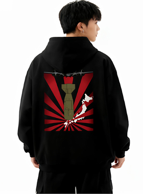 波茨坦公告小男孩个性潮流圆领高品质风帽衫