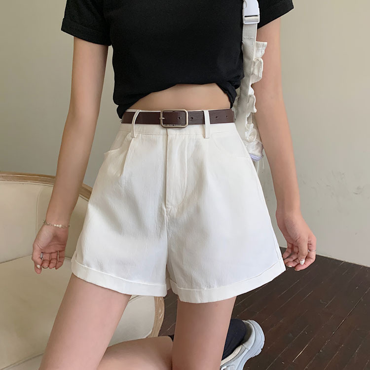 Real price belt ~ summer new Korean straight pants, suit pants, curled casual pants, women's shorts