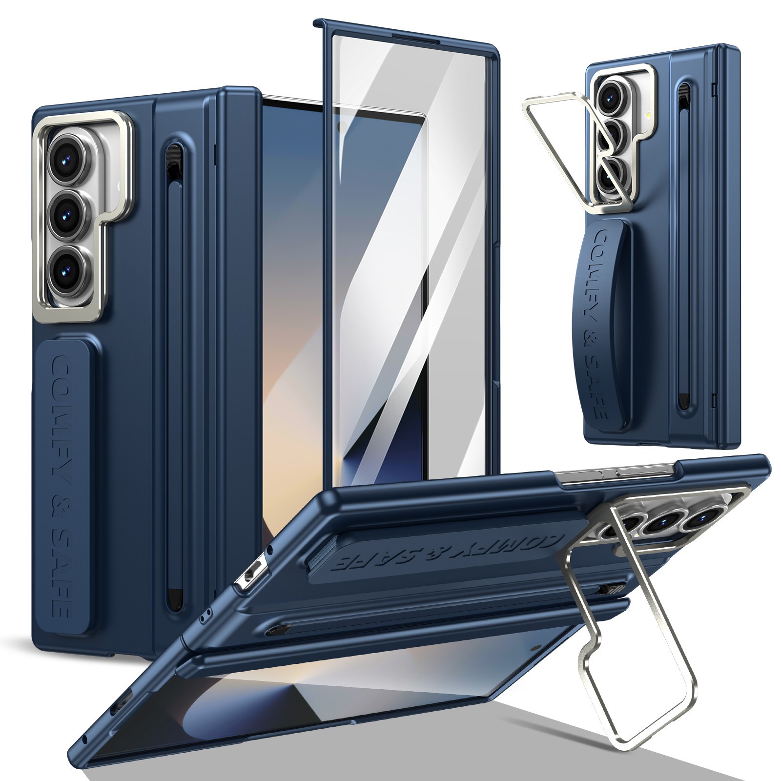 【壳膜一体中轴全包】galaxy三星z fold3 5g折叠手机壳W22新款高级F9260铰链全包保护套FOLD3外壳防摔支架男