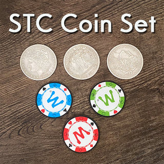 筹码三重硬币 STC Coin Set 硬币三飞 颜色变幻 近景魔术道具